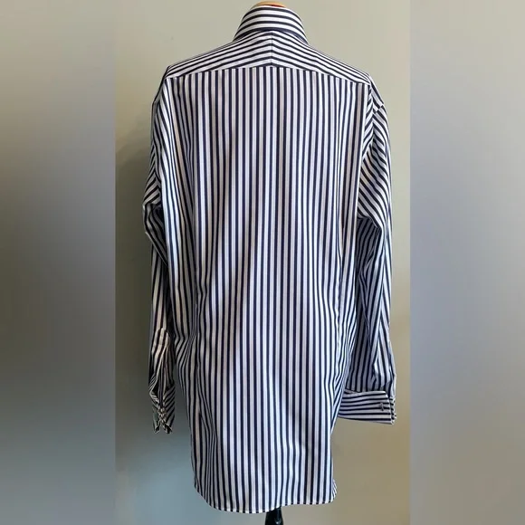 Hawes & Curtis - all cotton striped dress shirt with french cuffs Size 17” neck - Picture 3 of 3